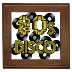  80s Disco Vinyl Records Framed Tiles by Valentinaart