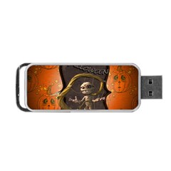 Halloween, Funny Mummy With Pumpkins Portable Usb Flash (two Sides) by FantasyWorld7