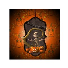 Halloween, Funny Mummy With Pumpkins Small Satin Scarf (square)  by FantasyWorld7