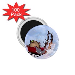 Christmas, Santa Claus With Reindeer 1 75  Magnets (100 Pack)  by FantasyWorld7