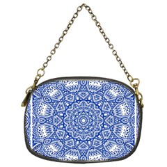 Blue Mandala Art Pattern Chain Purses (two Sides)  by paulaoliveiradesign