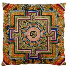 Asian Art Mandala Colorful Tibet Pattern Large Flano Cushion Case (two Sides) by paulaoliveiradesign