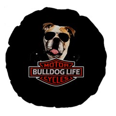 Bulldog Biker Large 18  Premium Flano Round Cushions