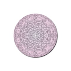 Pink Mandala Art  Rubber Coaster (round)  by paulaoliveiradesign