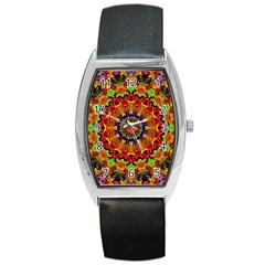 Fractal Mandala Abstract Pattern Barrel Style Metal Watch by paulaoliveiradesign