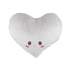 Rabbit Cute Animal White Standard 16  Premium Heart Shape Cushions by Nexatart