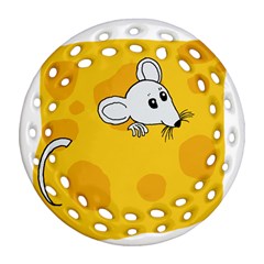 Rat Mouse Cheese Animal Mammal Round Filigree Ornament (two Sides) by Nexatart
