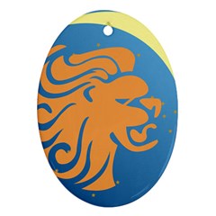 Lion Zodiac Sign Zodiac Moon Star Ornament (oval)