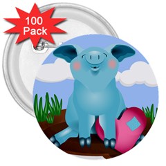 Pig Animal Love 3  Buttons (100 Pack)  by Nexatart