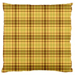 Plaid Yellow Fabric Texture Pattern Large Cushion Case (two Sides) by paulaoliveiradesign