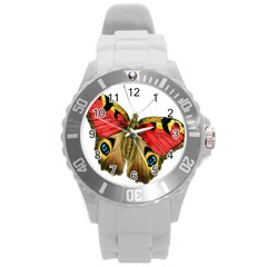 Butterfly Bright Vintage Drawing Round Plastic Sport Watch (l) by Nexatart