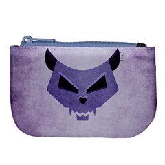 Purple Evil Cat Skull Large Coin Purse by CreaturesStore