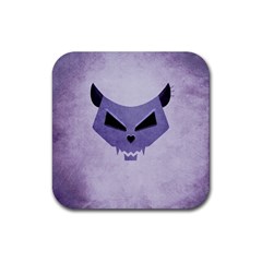 Purple Evil Cat Skull Rubber Coaster (square)  by CreaturesStore