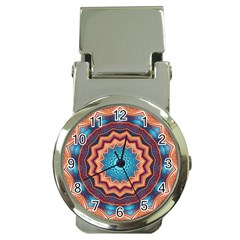 Blue Feather Mandala Money Clip Watches by designworld65