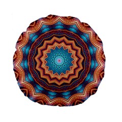 Blue Feather Mandala Standard 15  Premium Flano Round Cushions by designworld65