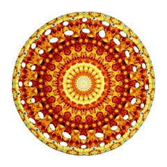 Powerful Love Mandala Round Filigree Ornament (two Sides) by designworld65