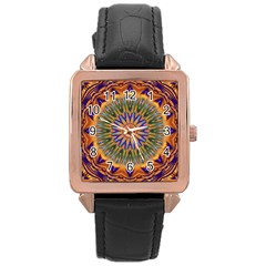 Powerful Mandala Rose Gold Leather Watch  by designworld65