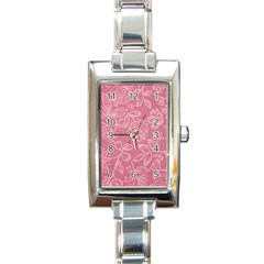 Floral Rose Flower Embroidery Pattern Rectangle Italian Charm Watch by paulaoliveiradesign
