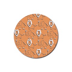 Lion Pattern Wallpaper Vector Rubber Round Coaster (4 Pack) 