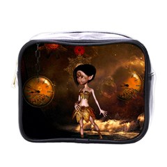 Steampunk, Cute Little Steampunk Girl In The Night With Clocks Mini Toiletries Bags by FantasyWorld7
