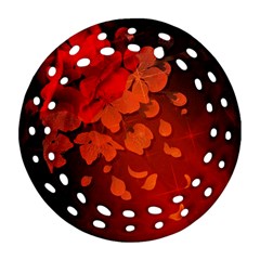 Cherry Blossom, Red Colors Ornament (round Filigree) by FantasyWorld7