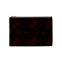 Dark Red Flourish Cosmetic Bag (medium) 