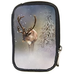 Santa Claus Reindeer In The Snow Compact Camera Leather Case by gatterwe