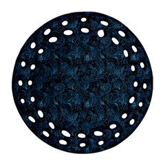 Blue Flower Glitter Look Ornament (round Filigree) by gatterwe