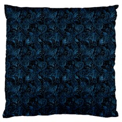 Blue Flower Glitter Look Large Cushion Case (one Side) by gatterwe