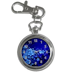 Floral Design, Cherry Blossom Blue Colors Key Chain Watches by FantasyWorld7