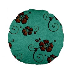 Chocolate Background Floral Pattern Standard 15  Premium Flano Round Cushions