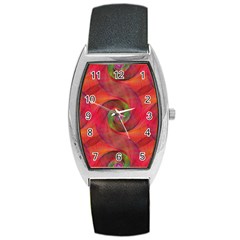 Red Spiral Swirl Pattern Seamless Barrel Style Metal Watch