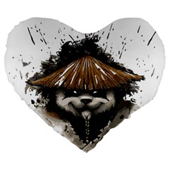 Warrior Panda T Shirt Large 19  Premium Heart Shape Cushions by AmeeaDesign
