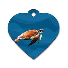 Sea Turtle Dog Tag Heart (one Side) by Valentinaart