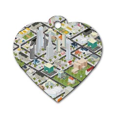 Simple Map Of The City Dog Tag Heart (one Side)