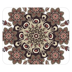 Mandala Pattern Round Brown Floral Double Sided Flano Blanket (small)  by Nexatart