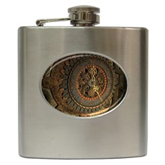 Steampunk, Awesoeme Clock, Rusty Metal Hip Flask (6 Oz) by FantasyWorld7