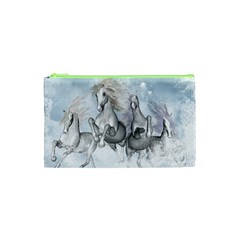 Awesome Running Horses In The Snow Cosmetic Bag (xs) by FantasyWorld7