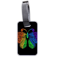 Rainbow Butterfly  Luggage Tags (two Sides) by Valentinaart