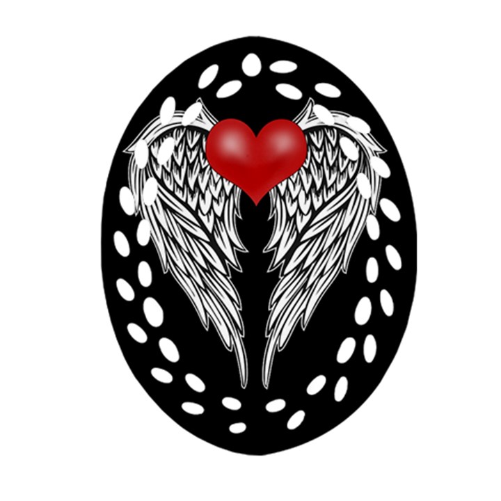 Angel heart tattoo Oval Filigree Ornament (Two Sides)