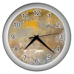 Sunset In The Mountains Wall Clocks (silver)  by digitaldivadesigns