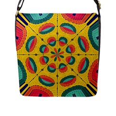 Textured Tropical Mandala Flap Messenger Bag (l)  by linceazul