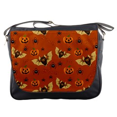 Bat, Pumpkin And Spider Pattern Messenger Bags by Valentinaart