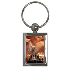 Cute Baby Elephant On A Jetty Key Chains (rectangle)  by FantasyWorld7