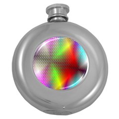 Abstract Rainbow Pattern Colorful Stars Space Round Hip Flask (5 Oz) by Mariart