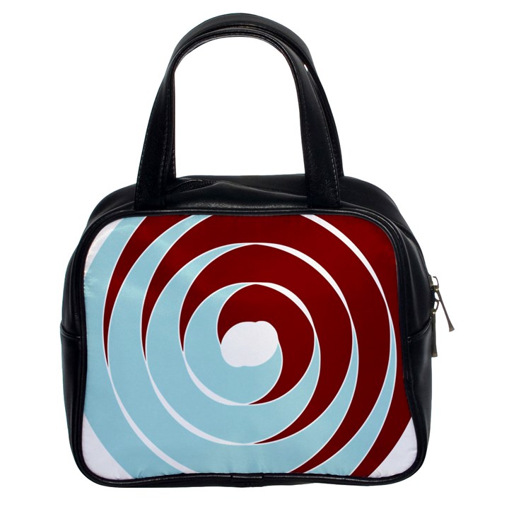 Double Spiral Thick Lines Blue Red Classic Handbags (2 Sides)