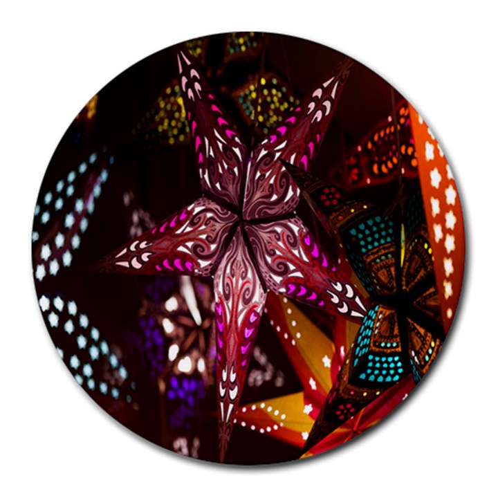 Hanging Paper Star Lights Round Mousepads