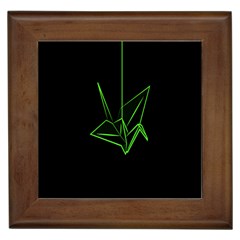 Origami Light Bird Neon Green Black Framed Tiles by Mariart