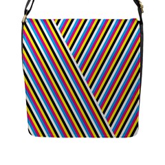 Lines Chevron Yellow Pink Blue Black White Cute Flap Messenger Bag (l)  by Mariart