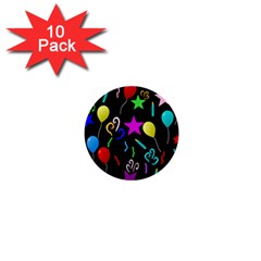 Party Pattern Star Balloon Candle Happy 1  Mini Buttons (10 Pack)  by Mariart